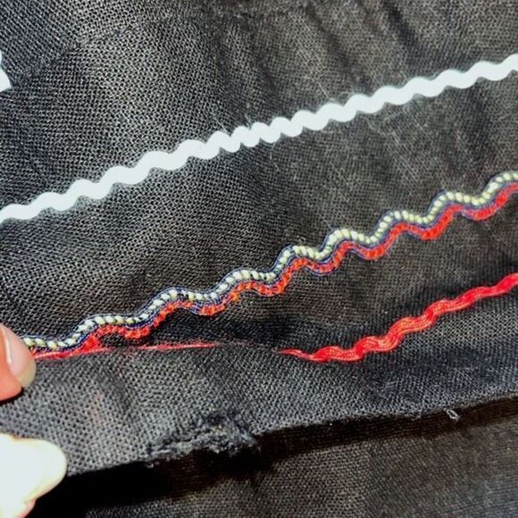 Saint Tropez West Womens Embroidered Lined Linen Blend Flare Skirt Black‎ Size 8 - Picture 7 of 10